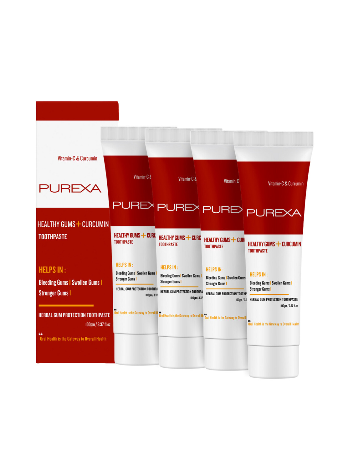 Purexa Set Of 4 Healthy Gum Toothpaste For Stronger Gums - 100 g Each