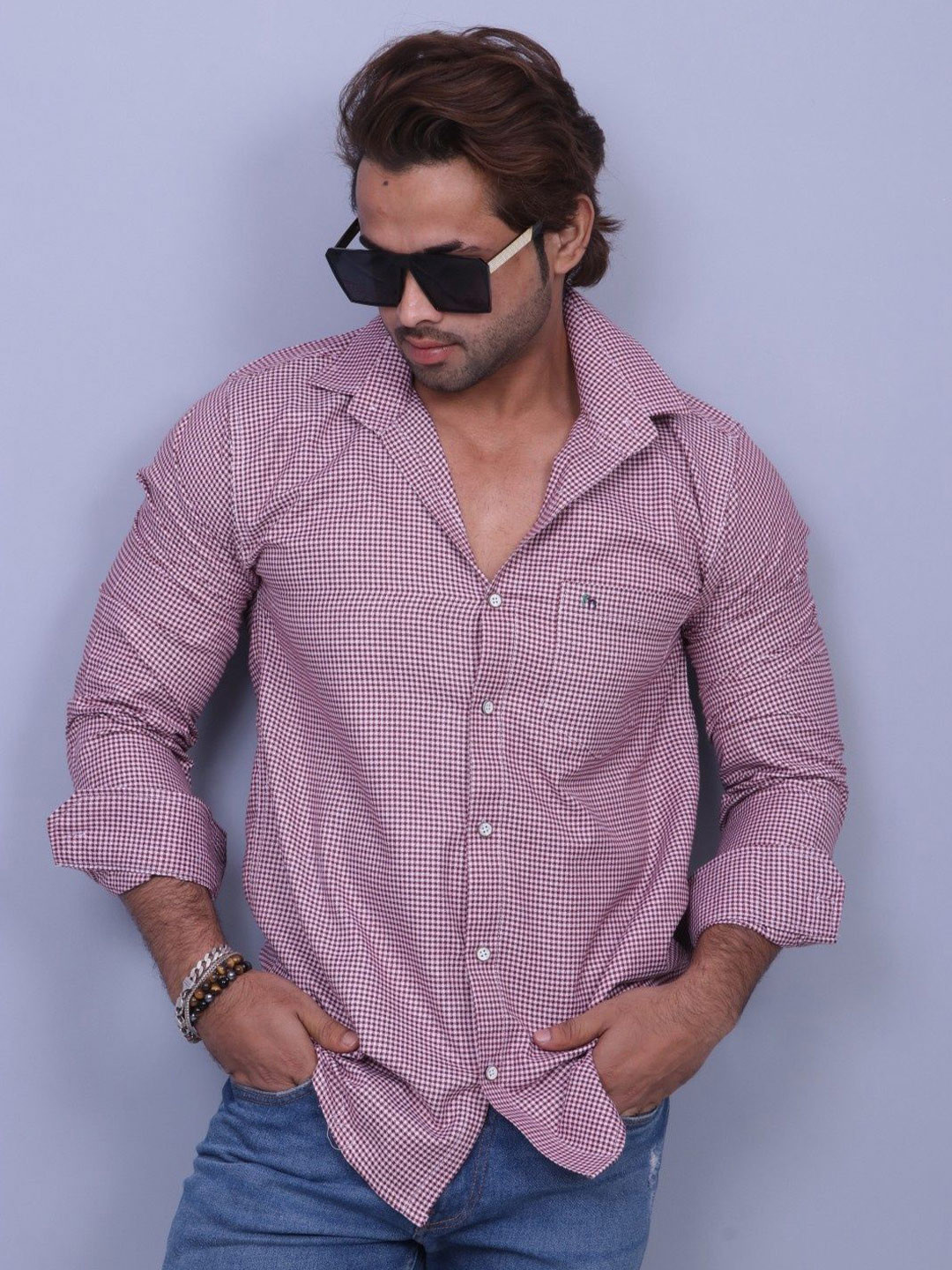 MODERNITY Men Regular Fit Micro Checked Casual Shirt