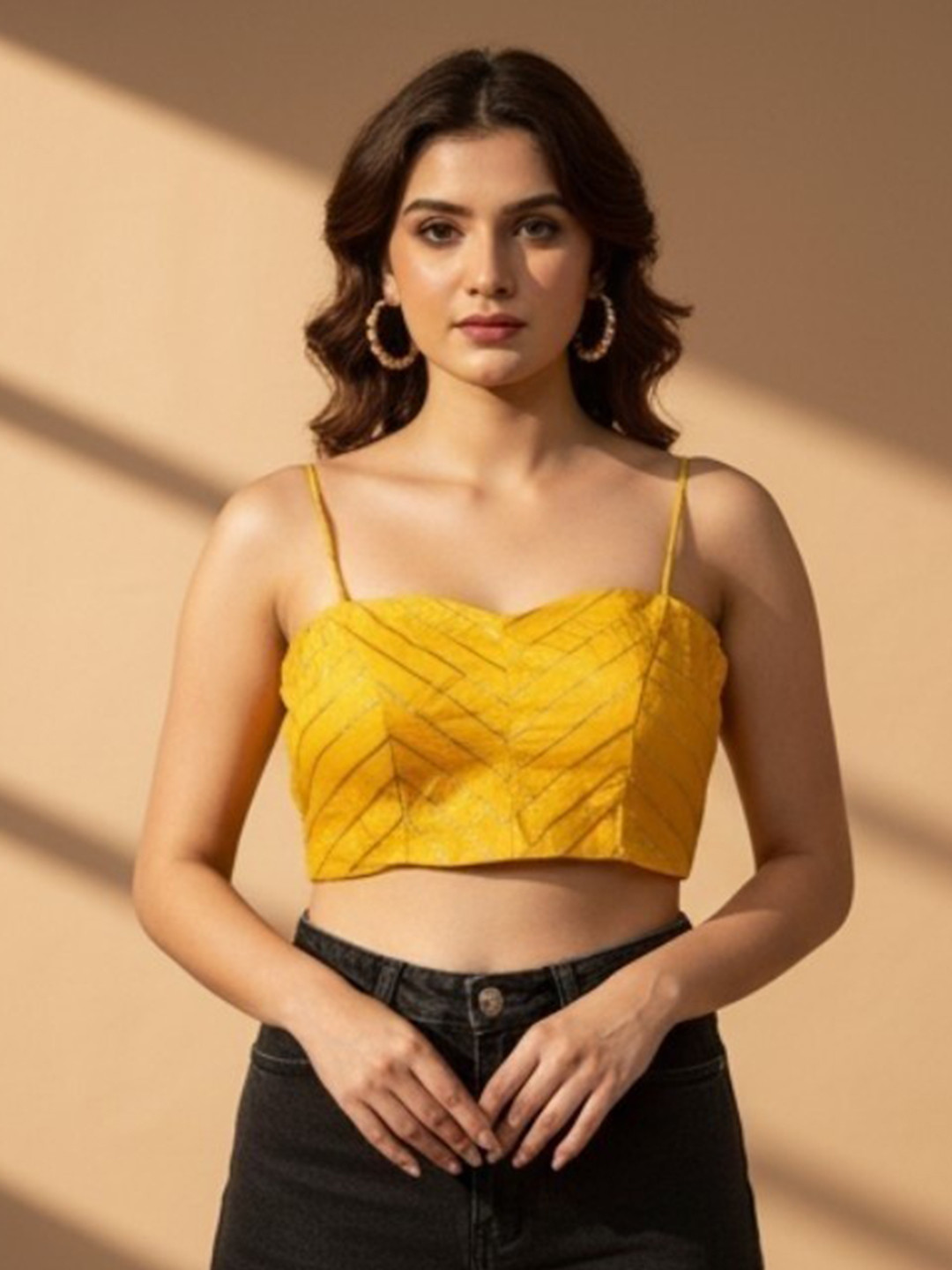 RAGHUVEER CREATION Women Striped Sleeveless Rich silk Saree Blouse