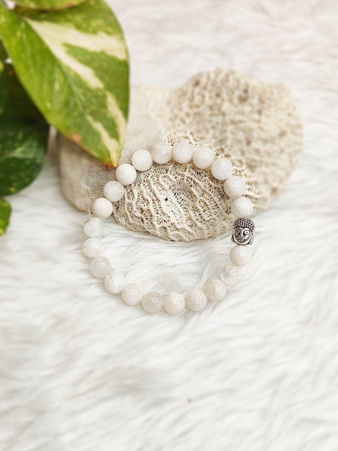 Cold Lava Studio Unisex Rainbow Moonstone & Crystals Beaded Elasticated Bracelet