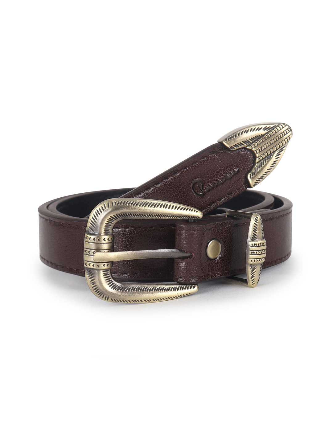 Punnu Women Vegan Leather Western Statement Buckle Belt
