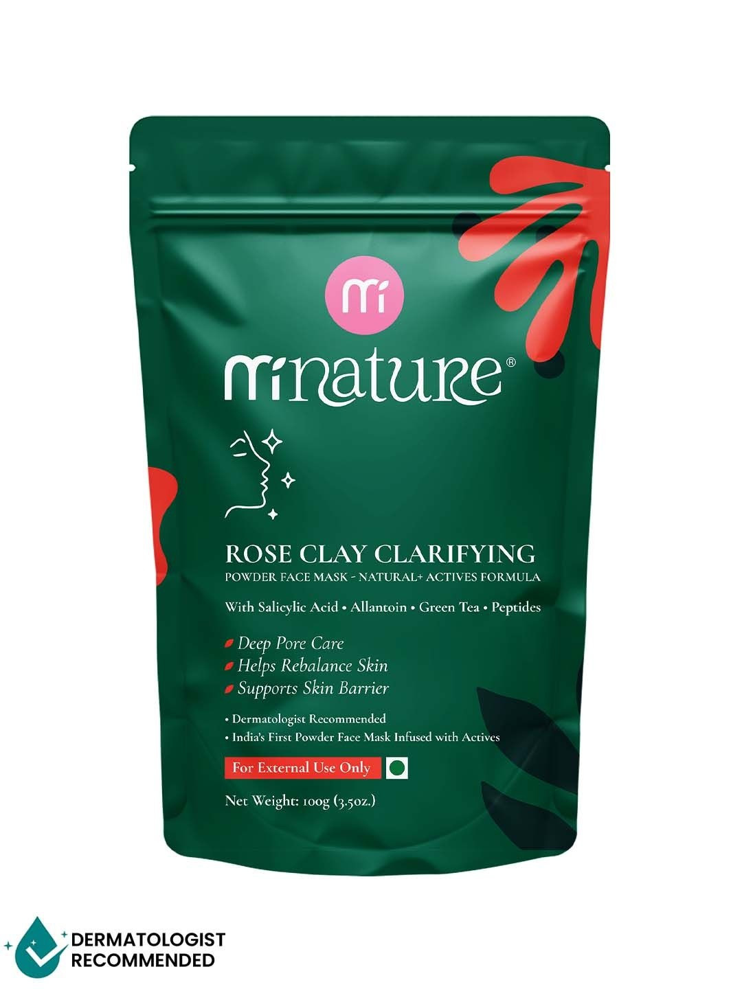 MINATURE Rose Clay Clarifying Powder Face Mask - 100 g