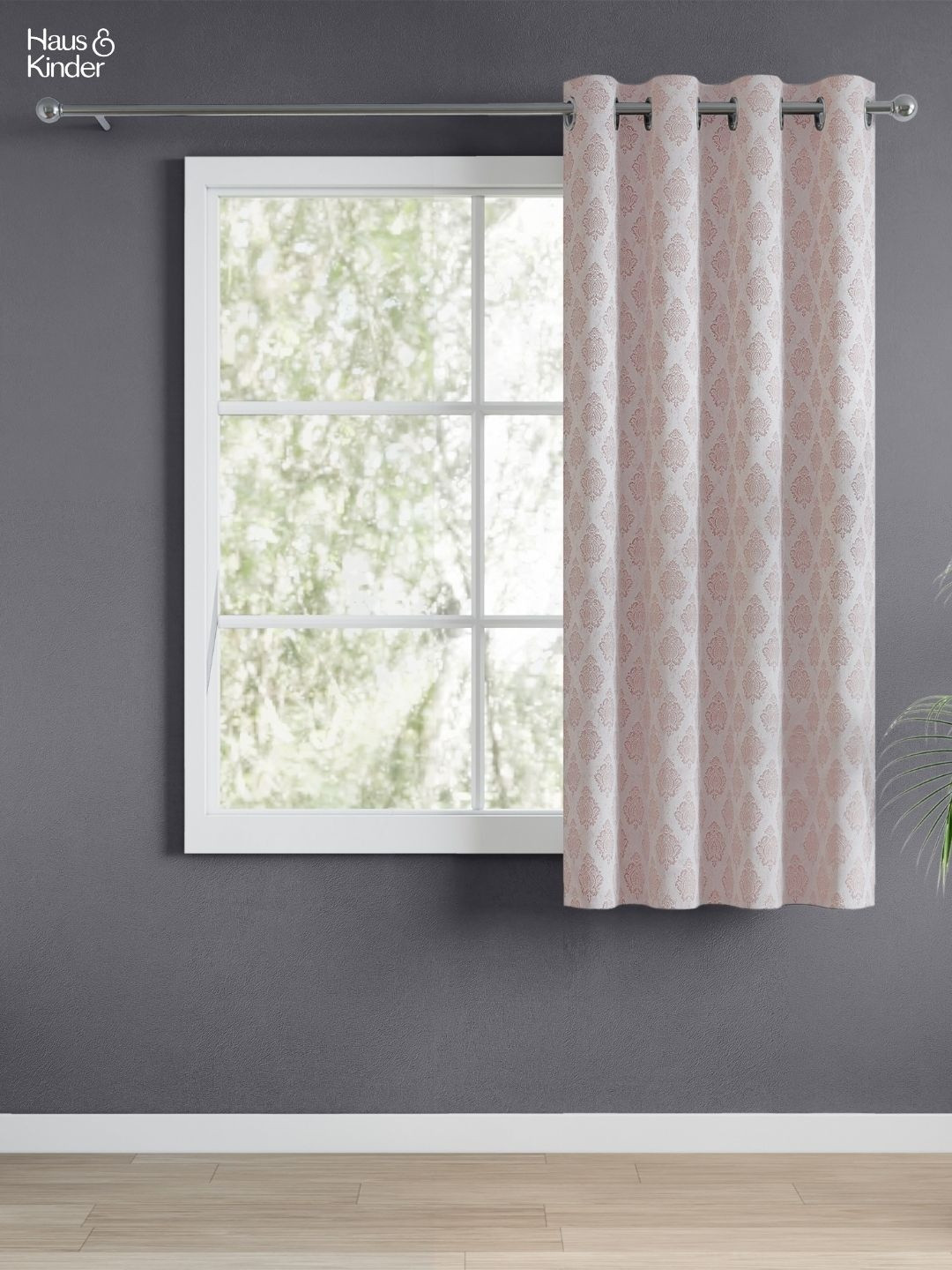 haus & kinder Beige & White Sandalwood Heritage Floral Room Darkening Window Curtain