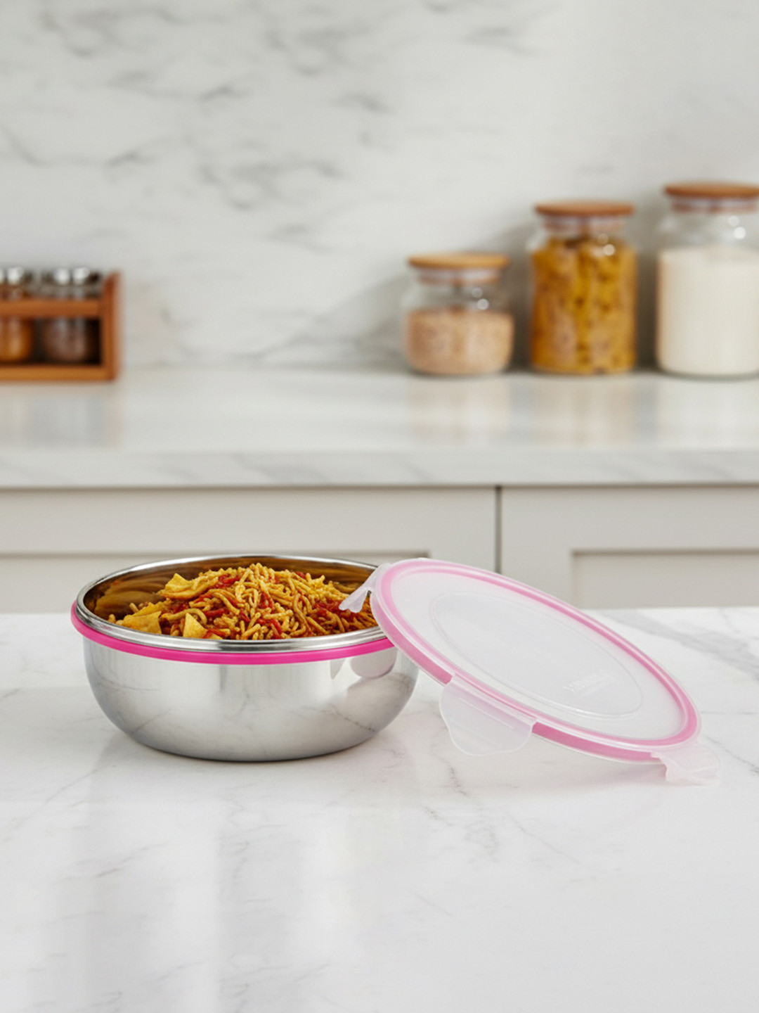 STEELLOCK Pack Of 2 Silver-Toned Stainless Steel Air Tight Container