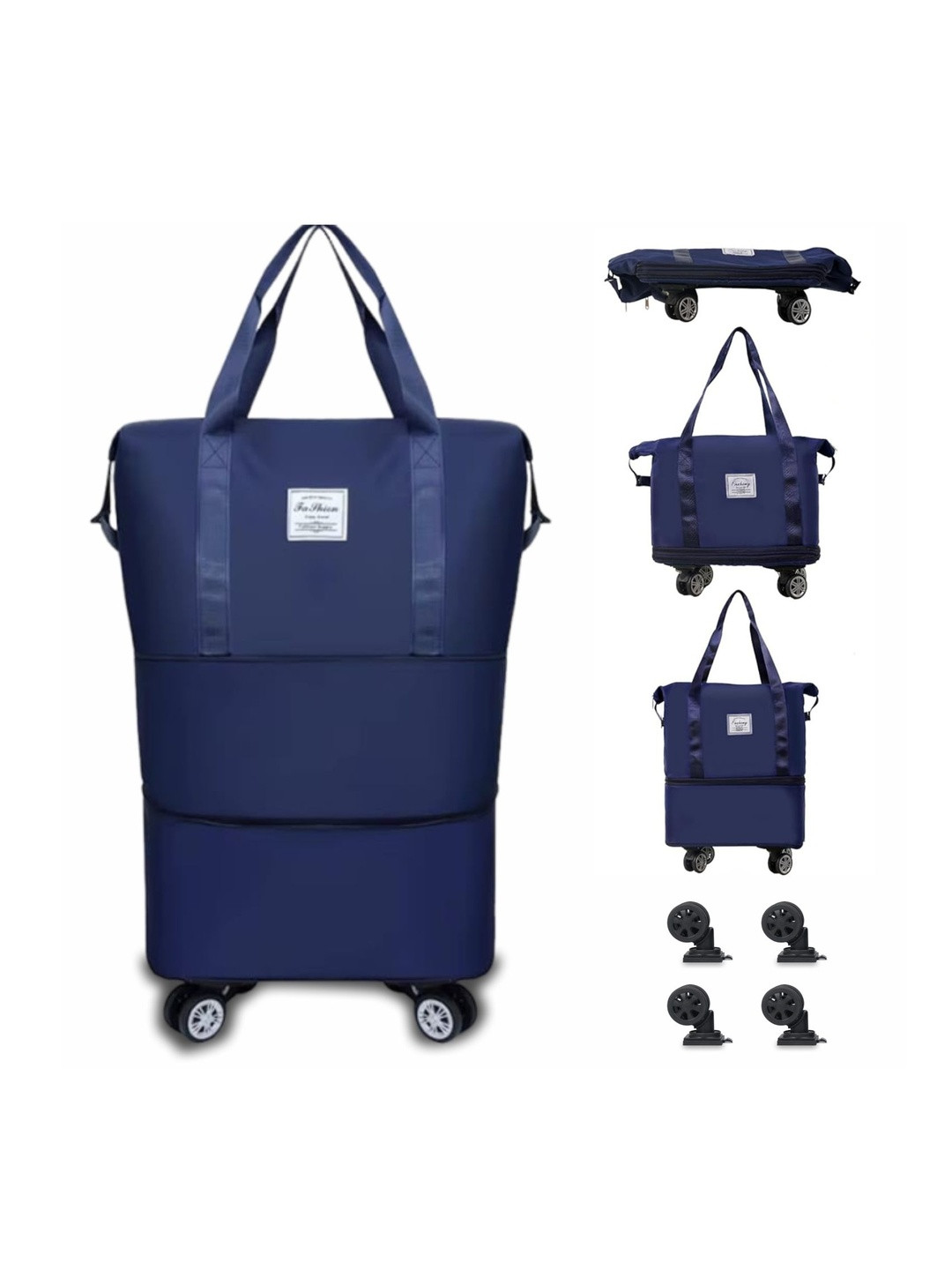 JD FRESH Navy Blue Solid 2 Layer Duffel Bag