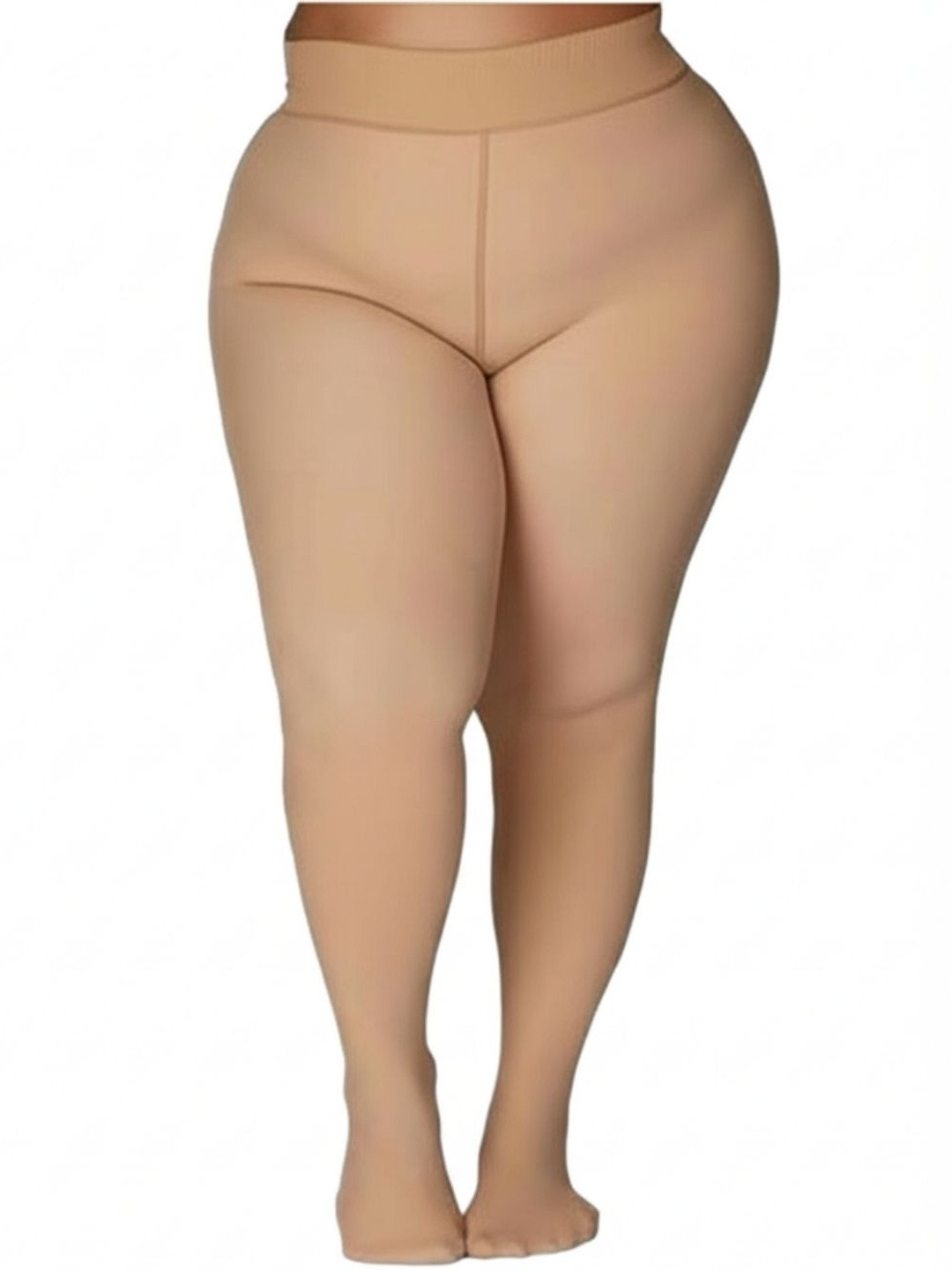 Esensuelle 7 Women Plus Size Solid Thigh-High Sheered Stockings