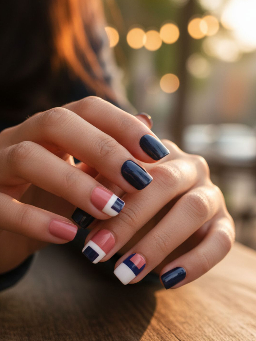 LICK 12 Pcs Reusable Artificial Stick On Nail Extension with Application Kit - Shade 49