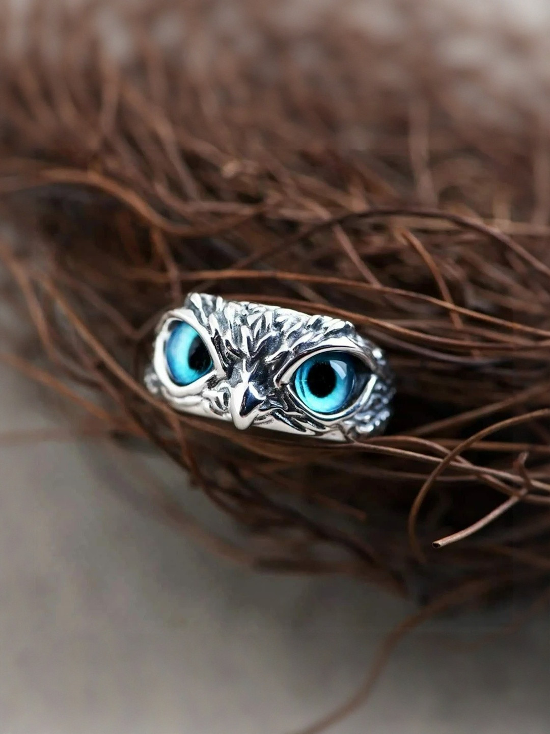 Teeragaj Stainless Steel Eye Detail Adjustable Finger Ring