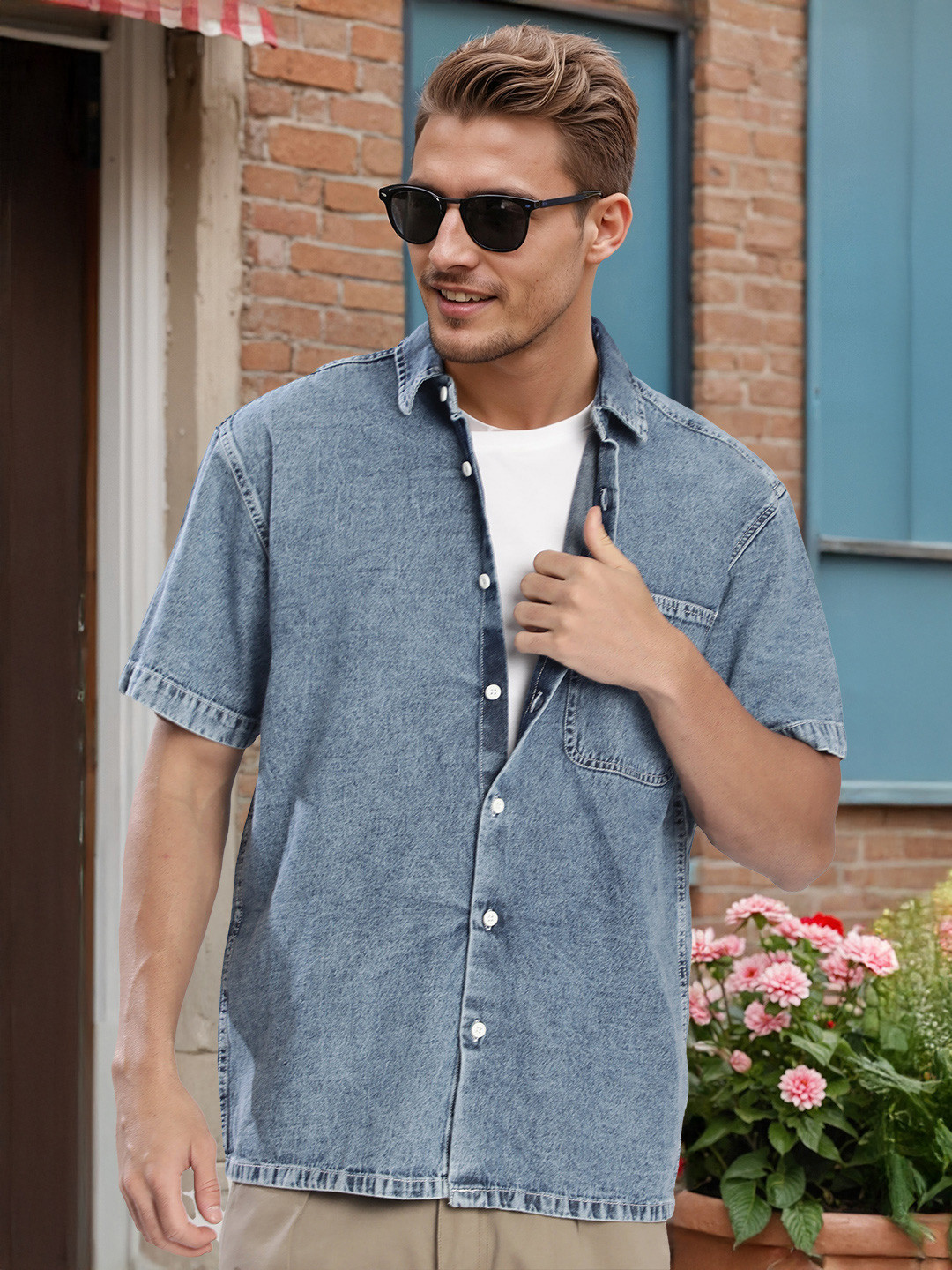 Bene Kleed Men Boxy Fit Denim Casual Shirt