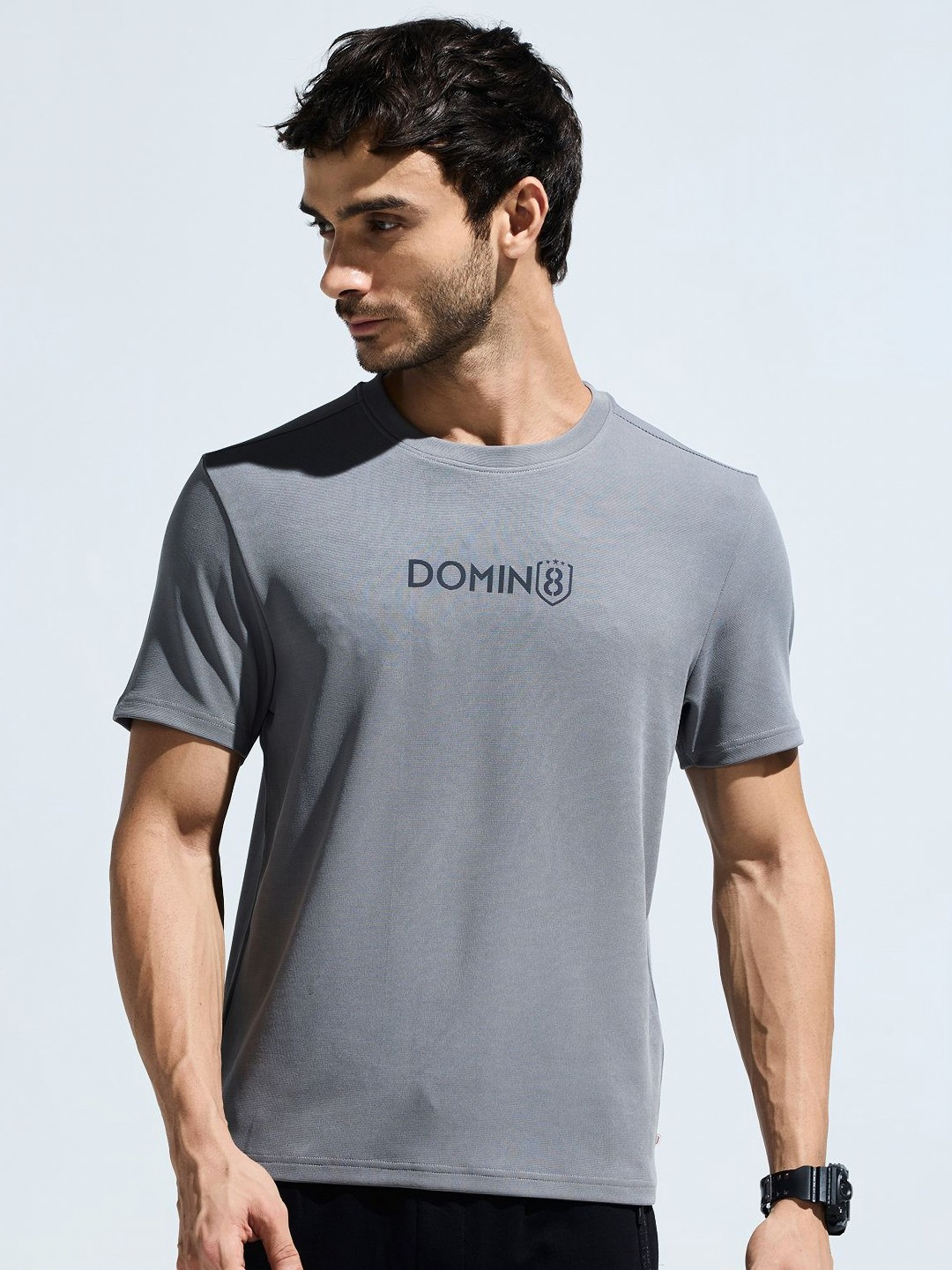 DOMIN8 Men Wrinkle Resistant Moisture Wicking Multi Reflecting Chest Logo T-Shirt