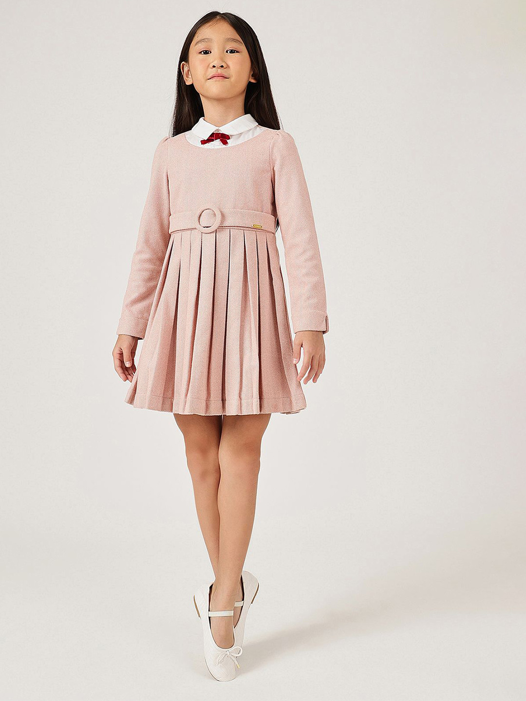 One Friday Peter Pan Collar Chiffon Fit & Flare Dress