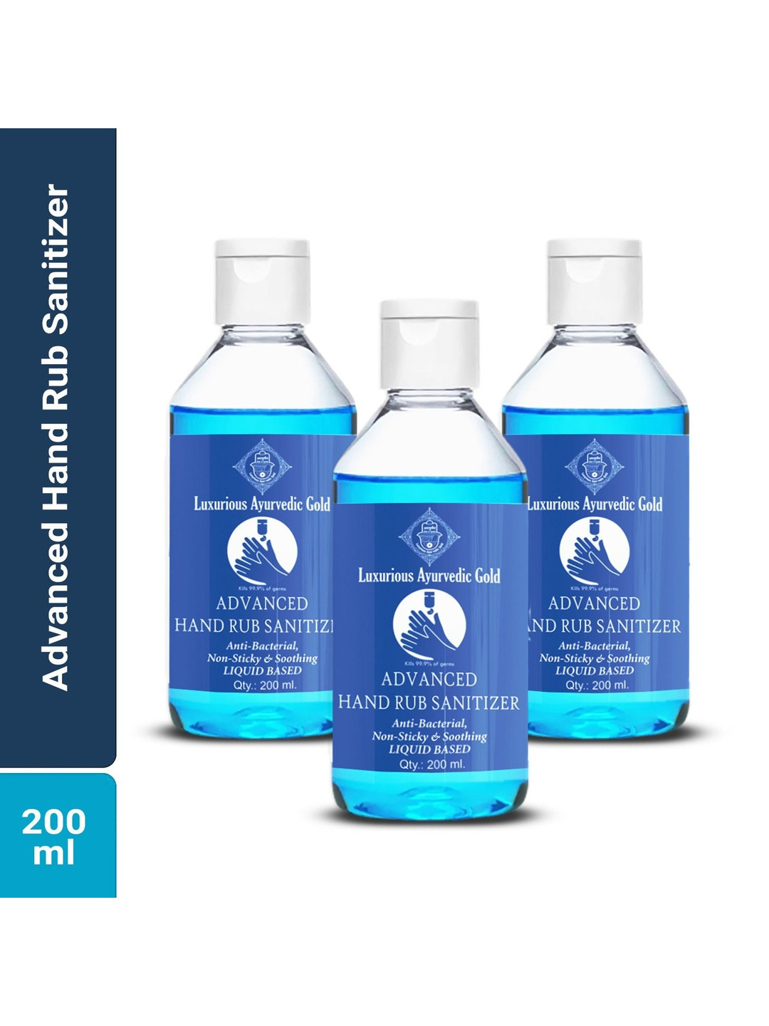 Luxurious Ayurvedic Gold Advanced Hand Rub Non Sticky Sanitizer - 200 ml Each