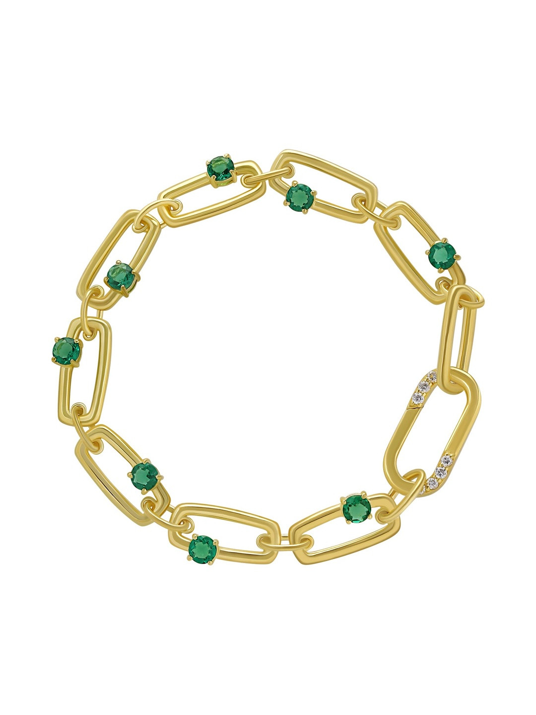 Nishani KiraKira 925 Sterling Silver Gold-Plated Cubic Zirconia Studded Link Bracelet