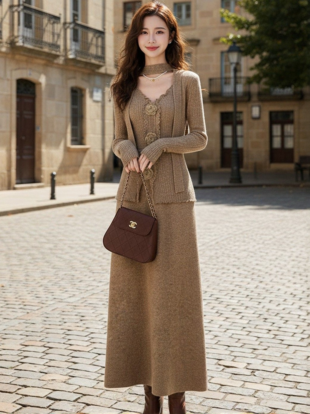 HERE&NOW Scoop Neck Sweater With Skirt