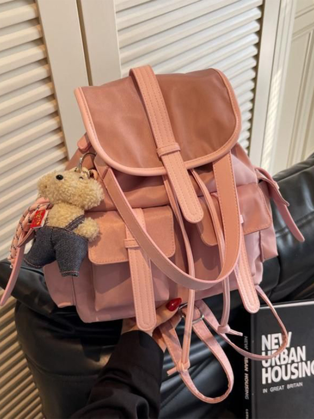 StyleCast Women Solid Backpack With Charm