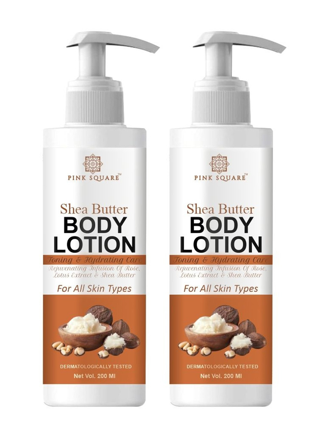 Pink Square Set Of 2 Shea Butter Body Lotion For Deep Moisturizing - 200 ml Each