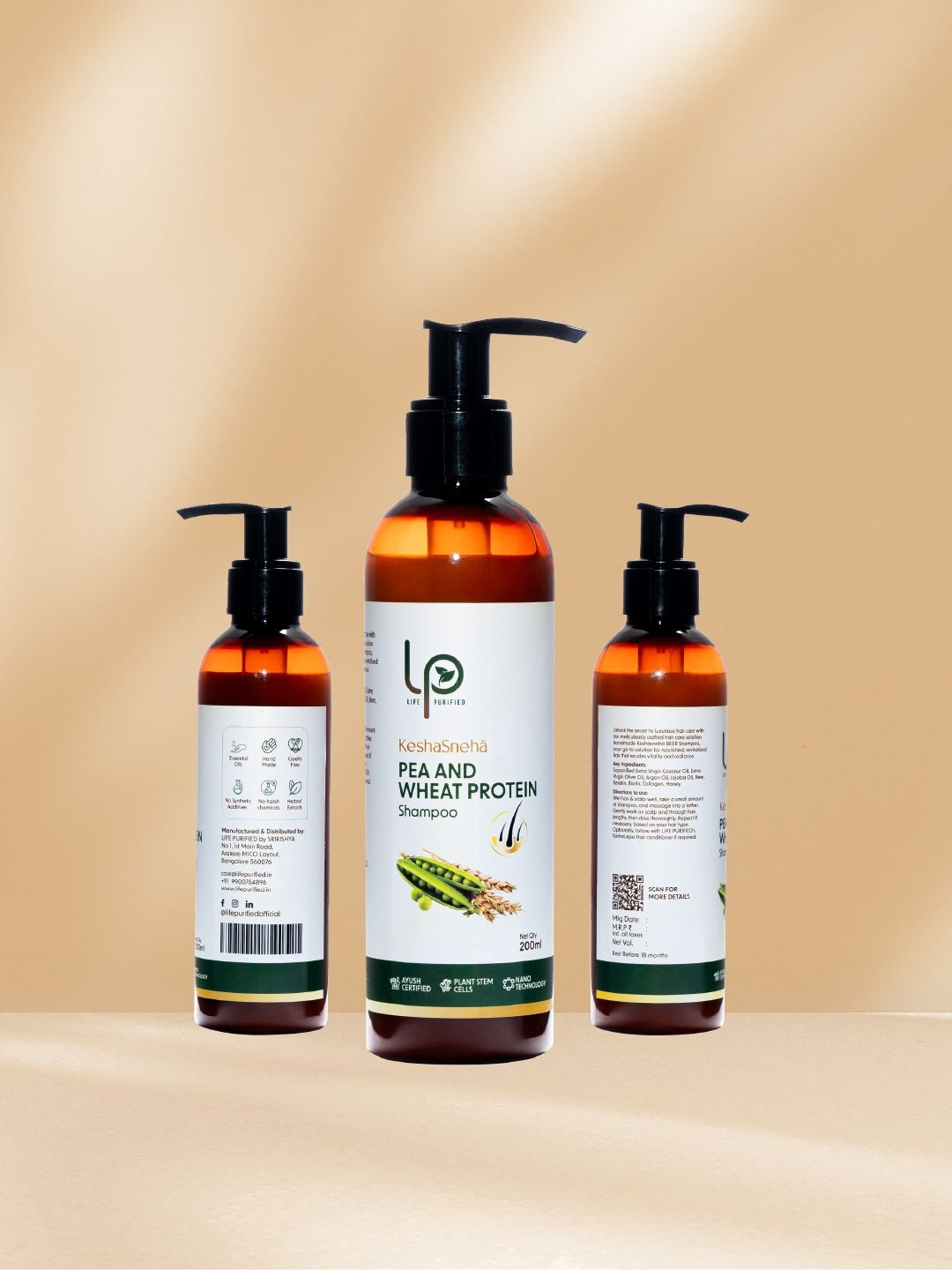 LP'S LIFE PURIFIED KeshaSneha Pea & Wheat Protein Shampoo For Hair Growth - 200 ml