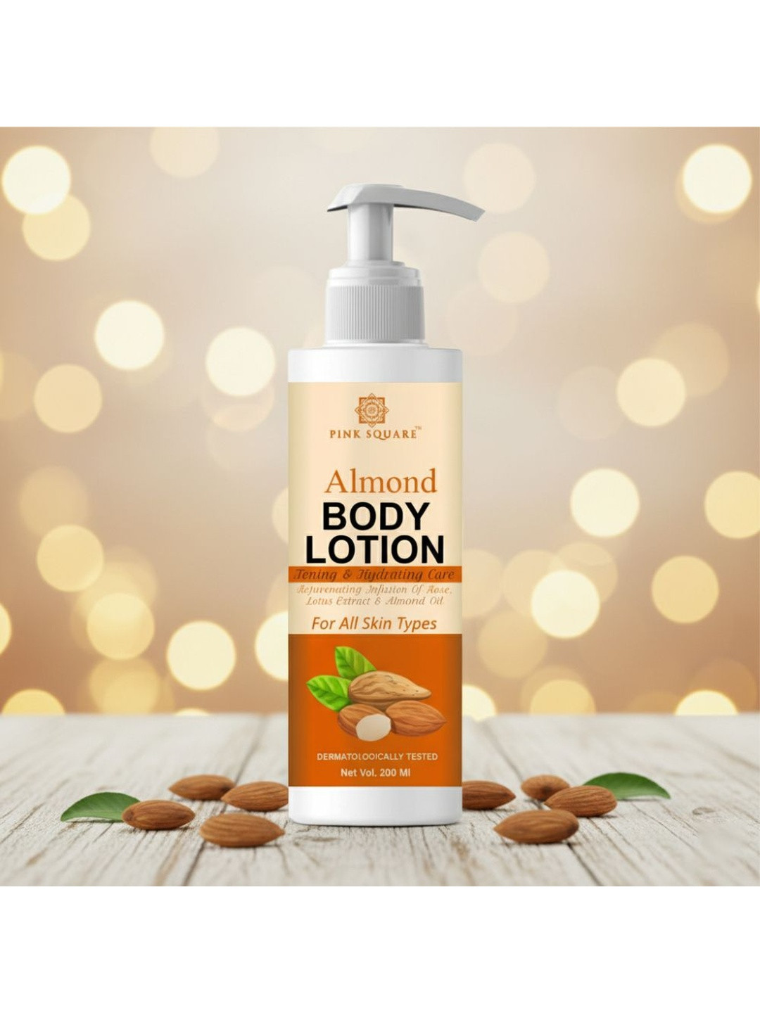 Pink Square Almond Body Lotion For Skin Brightening & Hydrating - 200 ml