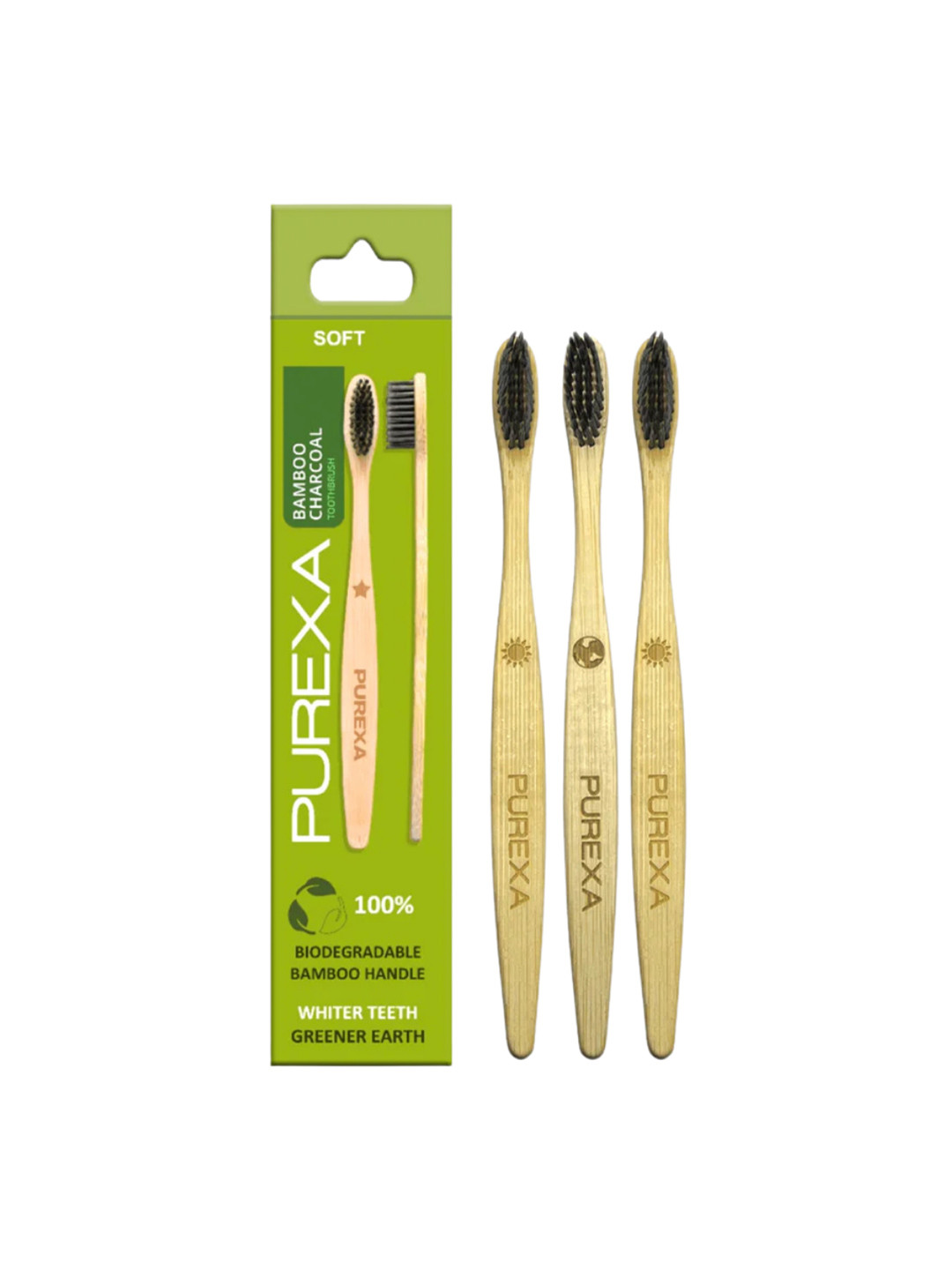 Purexa Set Of 3 Soft Bristles Toothbrush With Activated Charcoal
