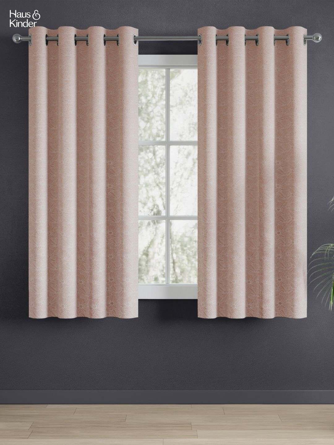 haus & kinder Signature Blush Daisy Pink Jacquard 2 Pcs Room Darkening Window Curtains