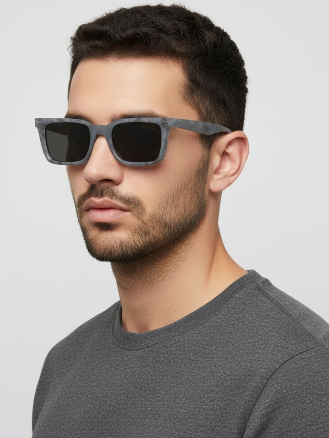 goglassic Men Rectangle Sunglasses with UV Protected Lens CASTELS-AQUA-BLACK