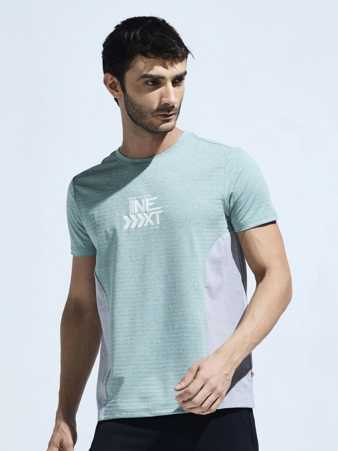 Domin8 Men's Graphic Print Contrast Cut & Sew Lightweight Colourblock T-Shirt