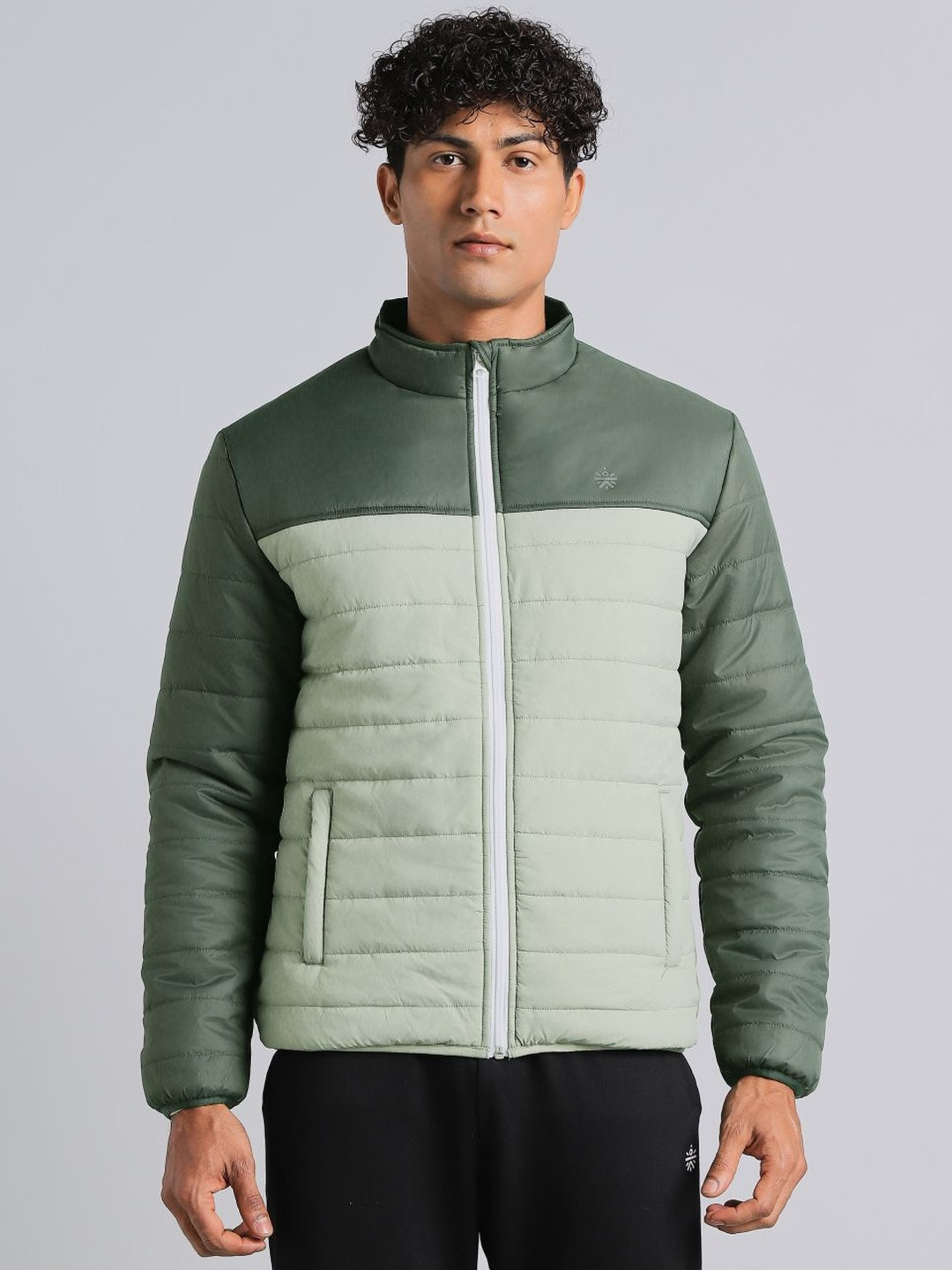 CULT Men's Dark Green Colourblock Puffer Jacket