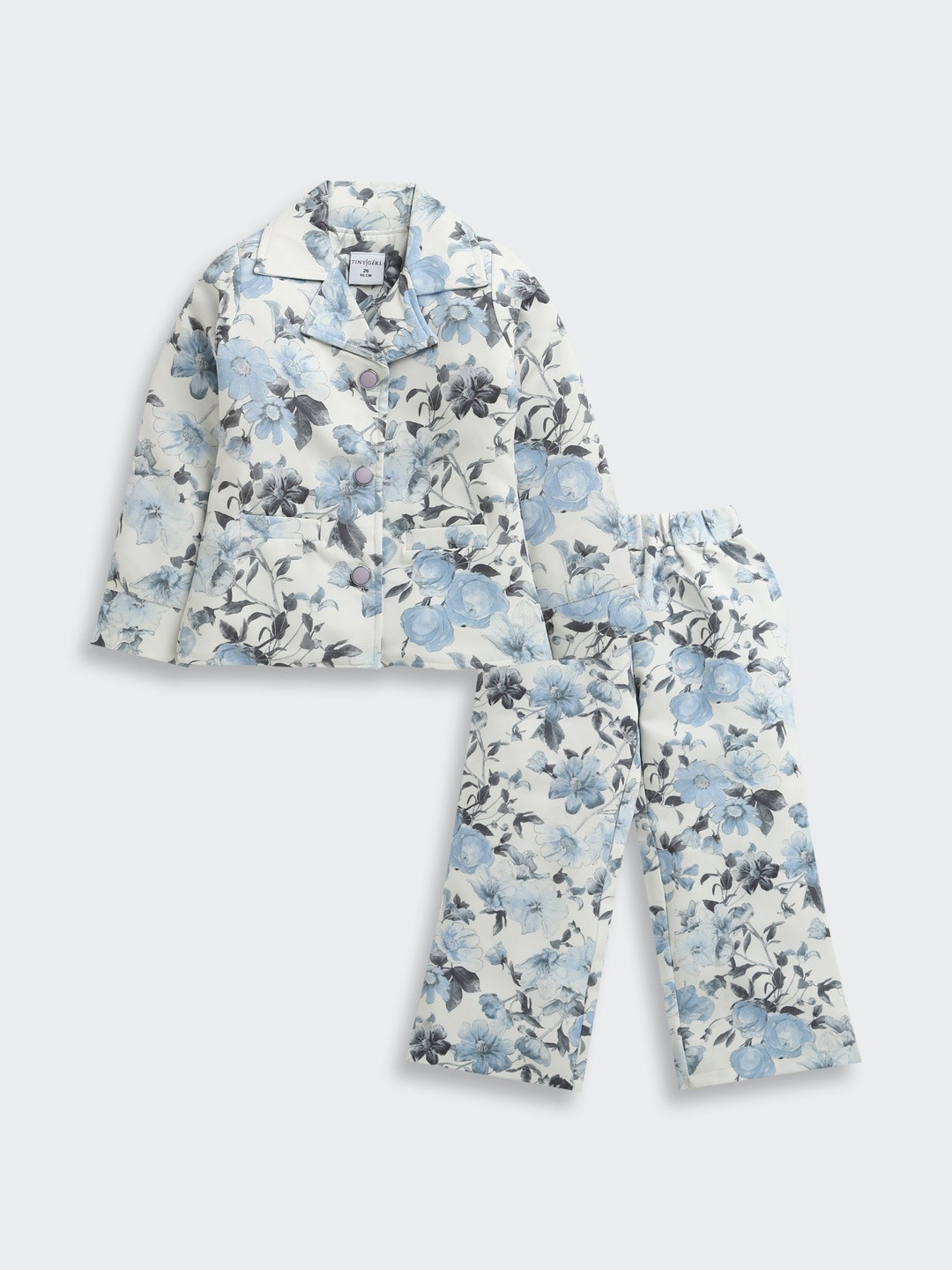 Tiny Girl Girls Printed Spread Collar Blazer With Pyjamas