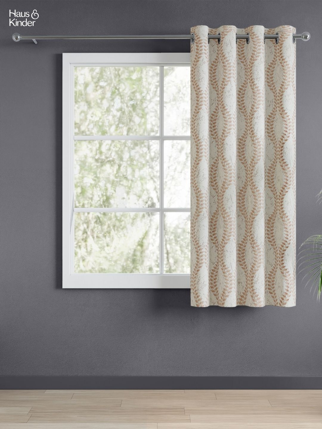 haus & kinder Signature Stonevine Emboss Beige Jacquard Room Darkening Window Curtain