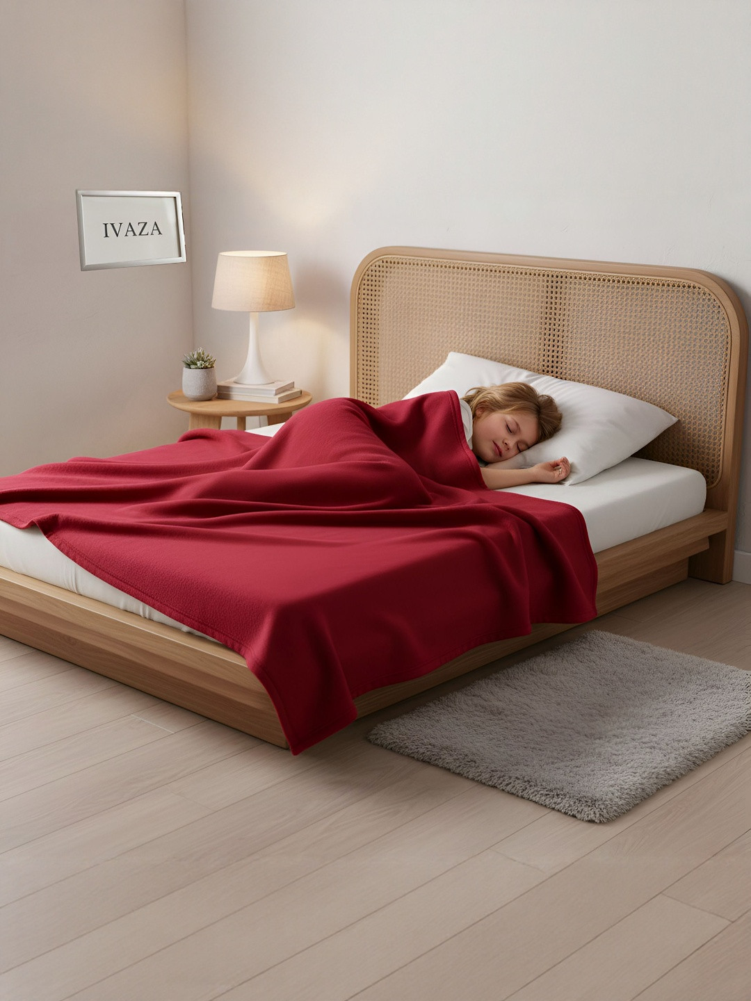 Aura Solid Polar Red Breathable 350 GSM Mild Winter Blanket