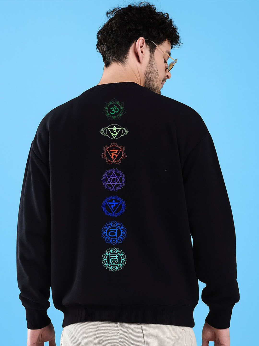 SZN Men Seven Chakra Printed Pullover Sweatshirt
