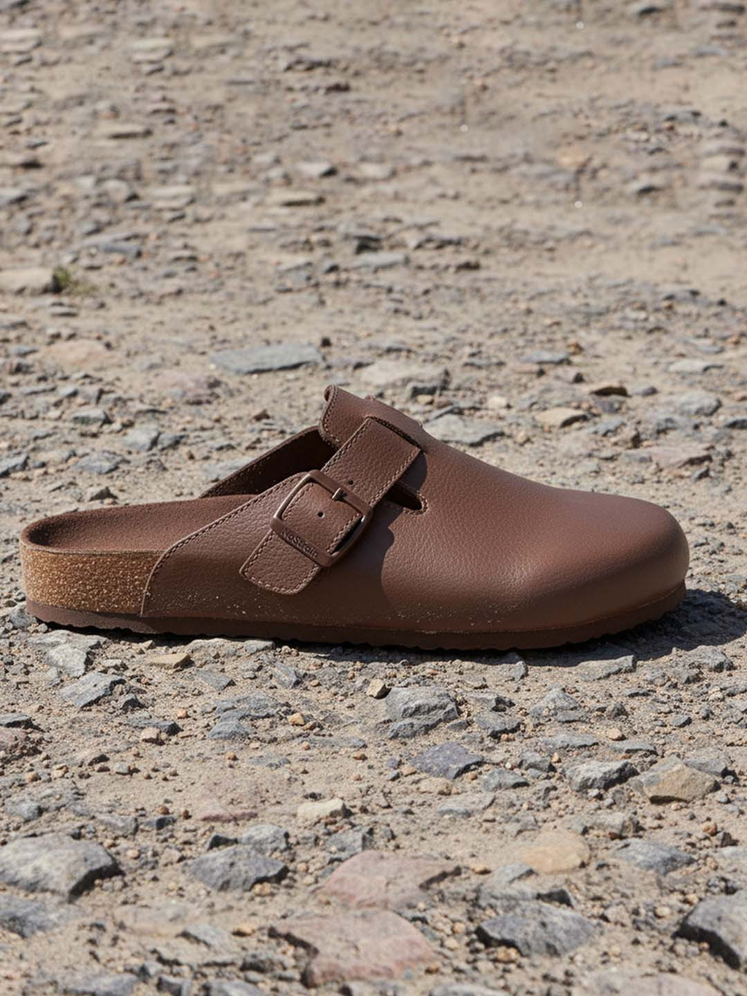 NoStrain Mule Cork Cushioned Footbed Shoes With Adjustable Buckle.