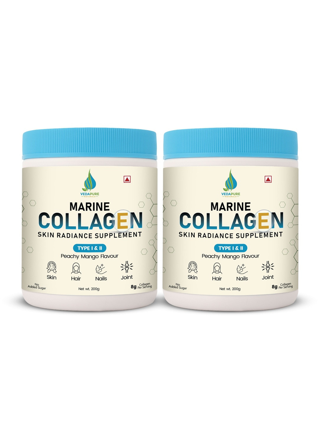 VEDAPURE Set Of 2 Marine Collagen With Biotin & Amino Acids For Skin Repair - 200 g Each
