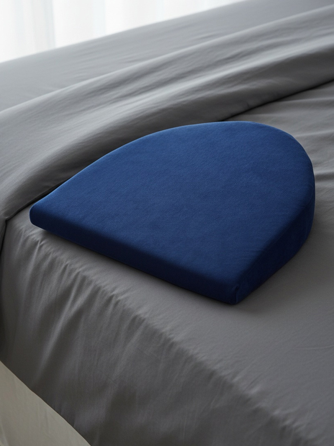 MA xNAP Sleep Support Navy Blue Solid Faux Velvet Firm Memory Foam Maternity Pillow-11 x 34 x 38 cm