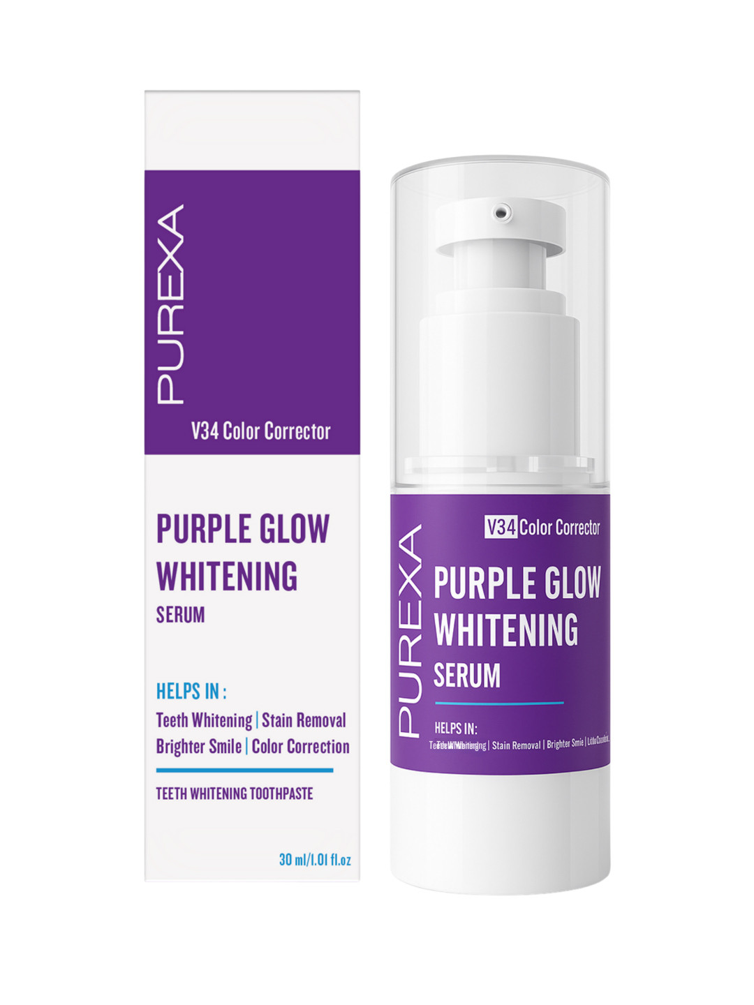 Purexa Purple Teeth Whitening Toothpaste To Removes Yellow Stains - 30 ml
