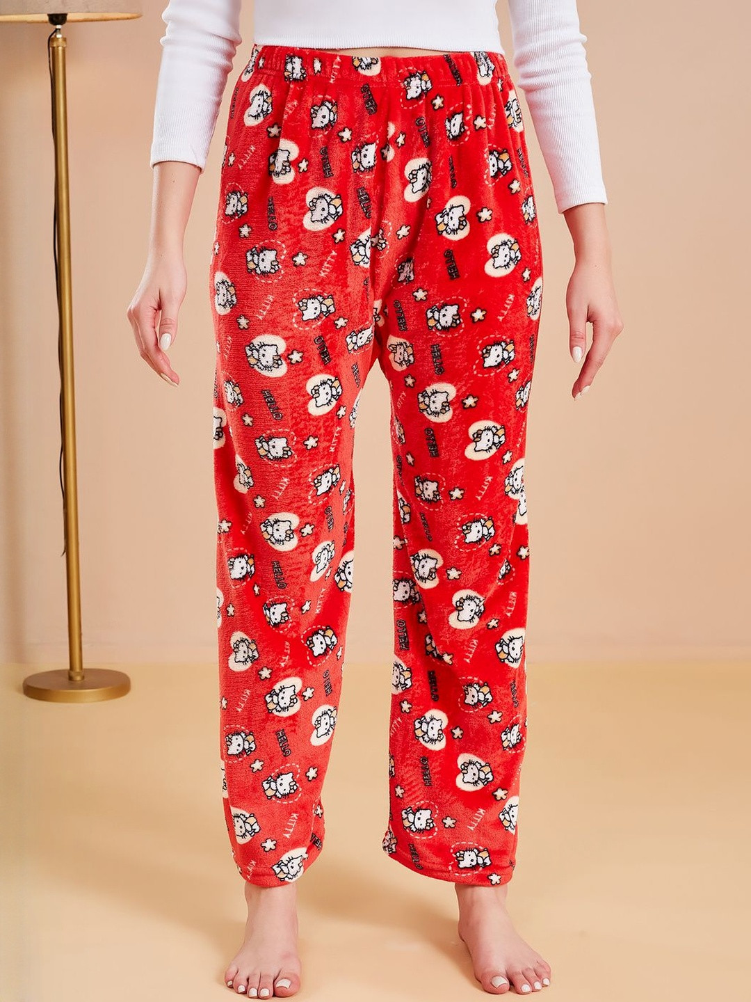 SECRETS BY ZEROKAATA Women Printed Assorted Fleece Fur Lounge Pants