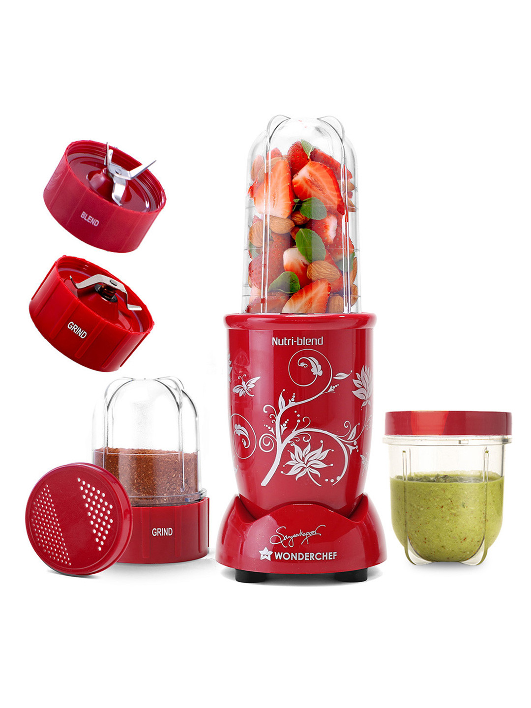 Wonderchef Nutri-blend Red 500W Mixer Grinder + 3 Unbreakable Jars