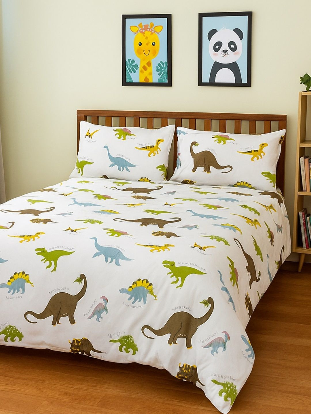 Famyo White & Brown Animal Printed Double King Bedding Set