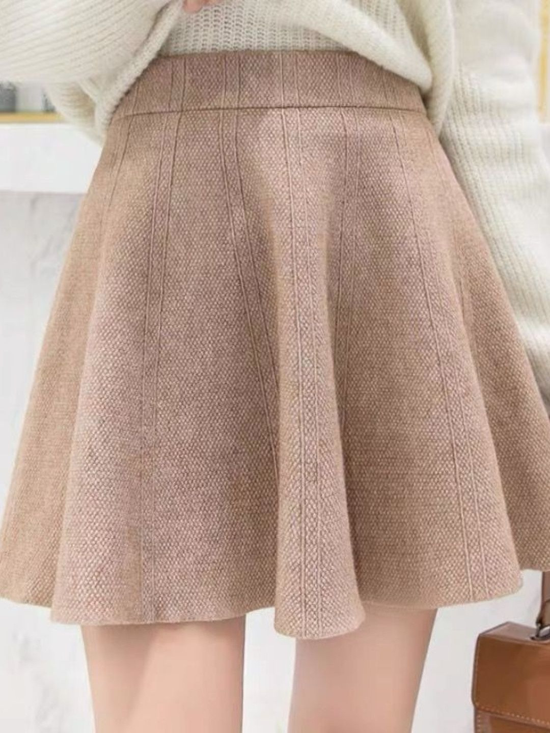 StyleCast Women Khaki Mini Flared Skirt