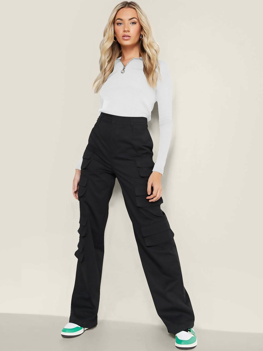 Dream Beauty Fashion Women Solid Ribbed Full Sleeves Zip Regular Top