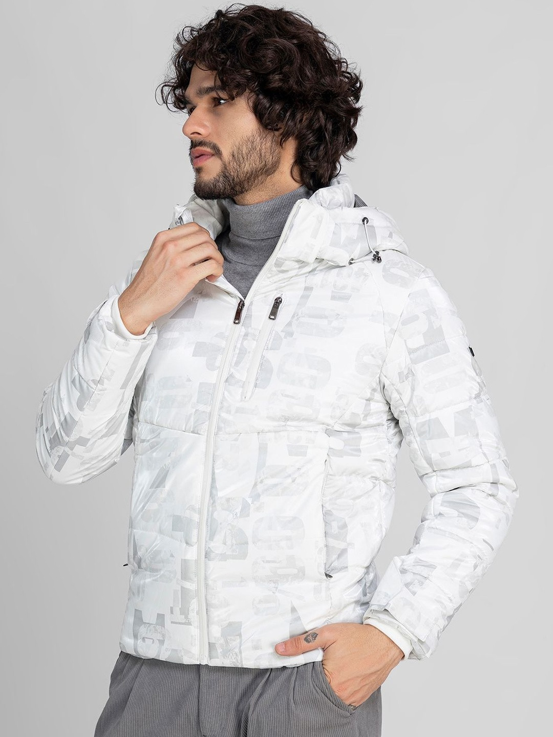 LURE URBAN Men Geometric Outdoor Padded Jacket