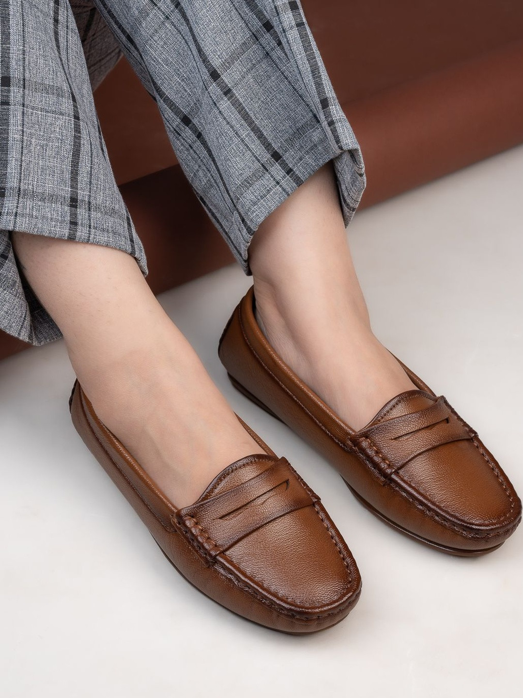 13 Reasons Women Tan Leather Loafers with Penny Strap & Ortho Step Comfort Sole