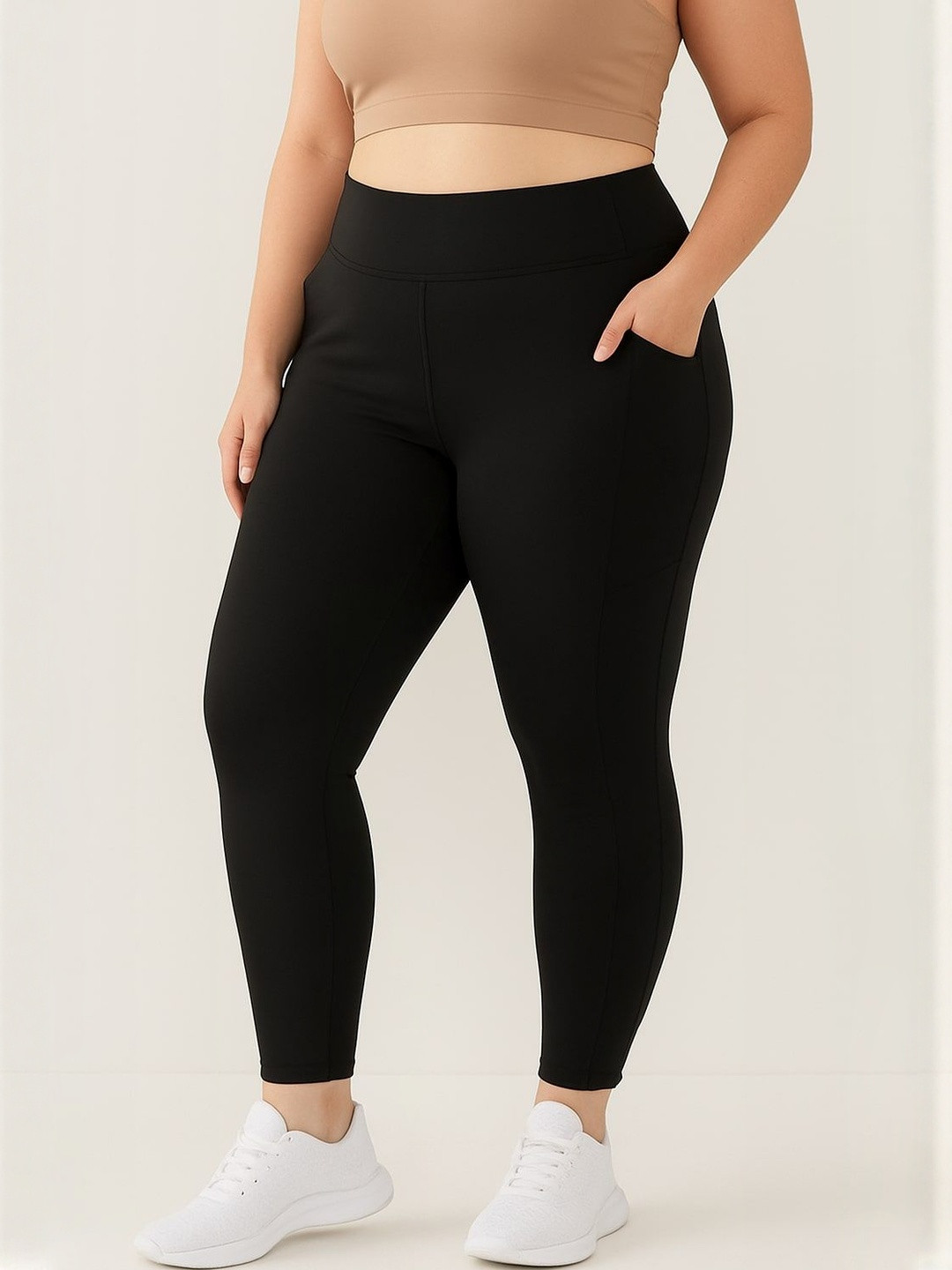Blinkin Women Plus Size Yoga Training Tights With Side Pockets