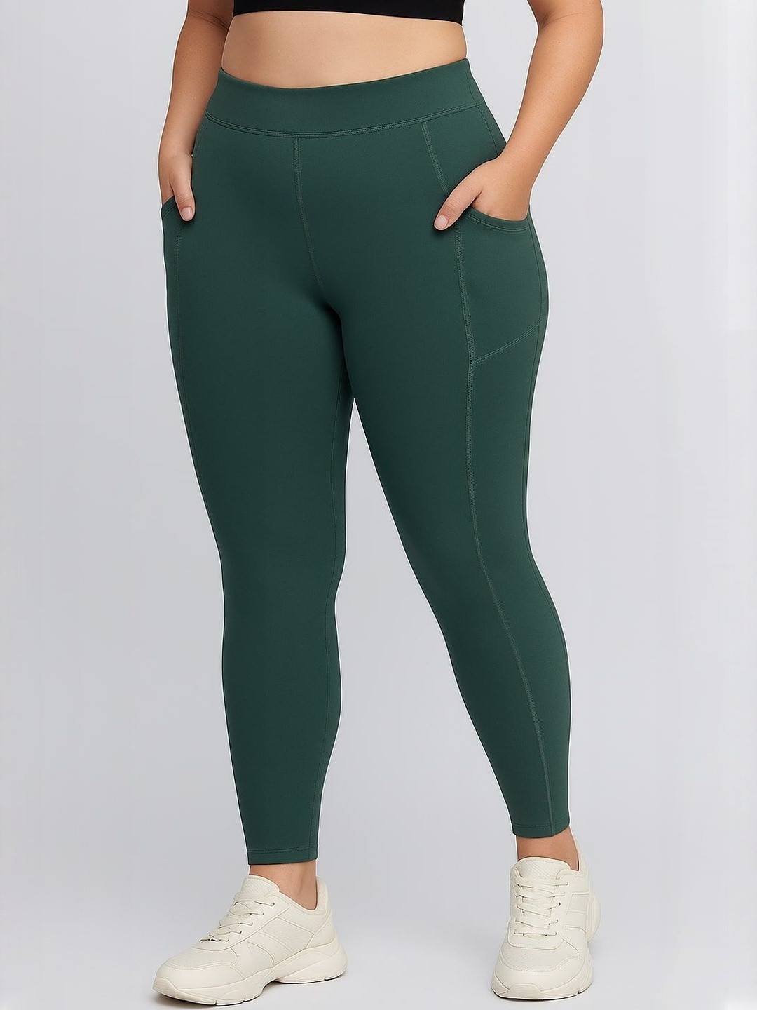 Blinkin Women Plus Size Yoga Training Tights With Side Pockets