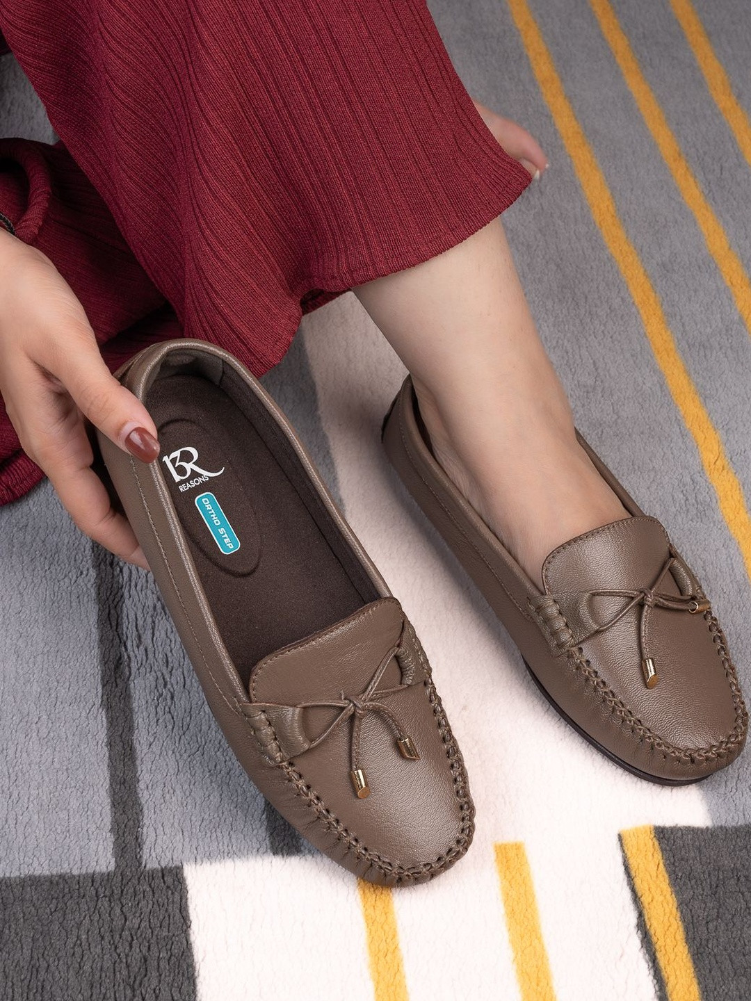 13 Reasons Women Grey Leather Loafers with Bow Detail & Ortho Step Comfort Sole