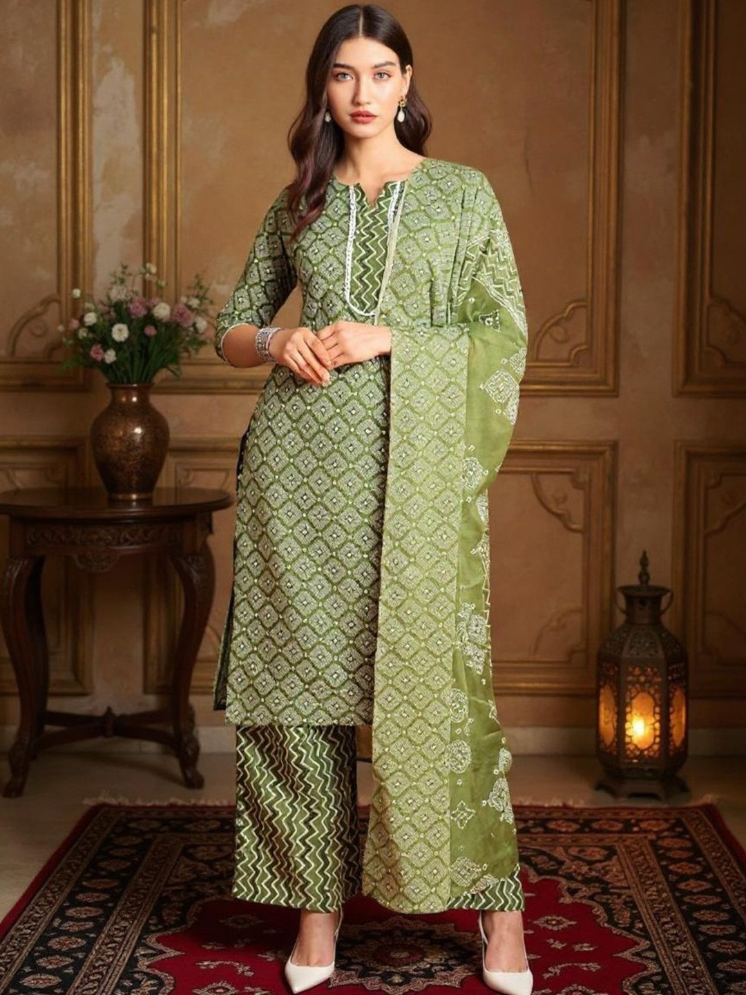Istyle Can Women Printed Regular Kurta with Palazzos & With Dupatta