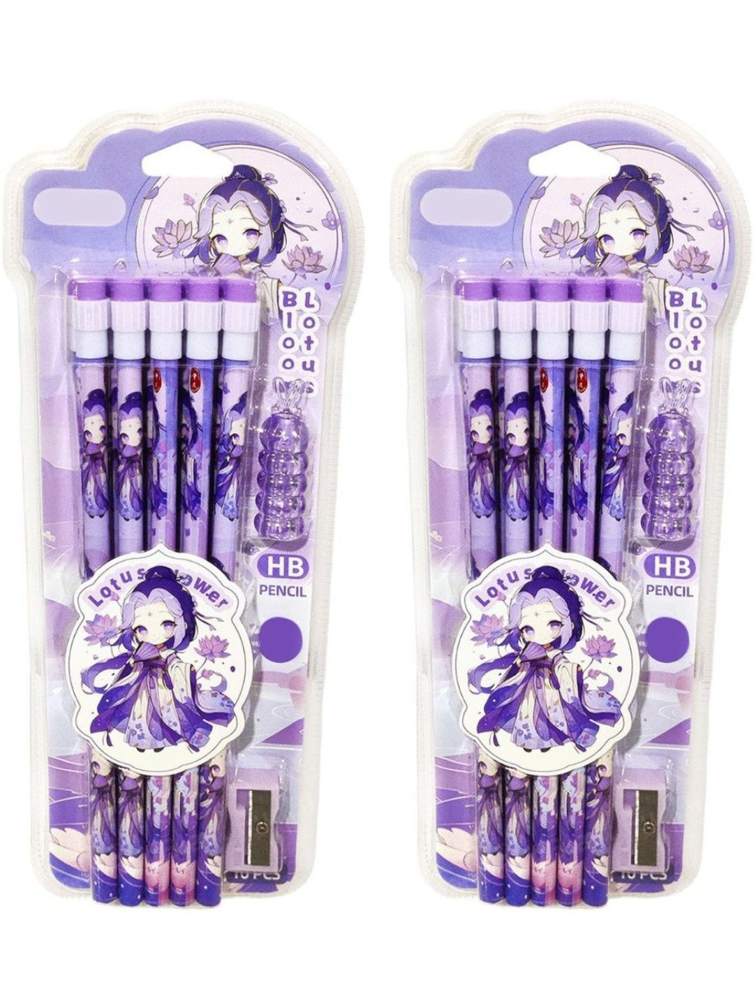 YK Kids Set Of 2 Lotus Flower Self Design Pencil Stationery