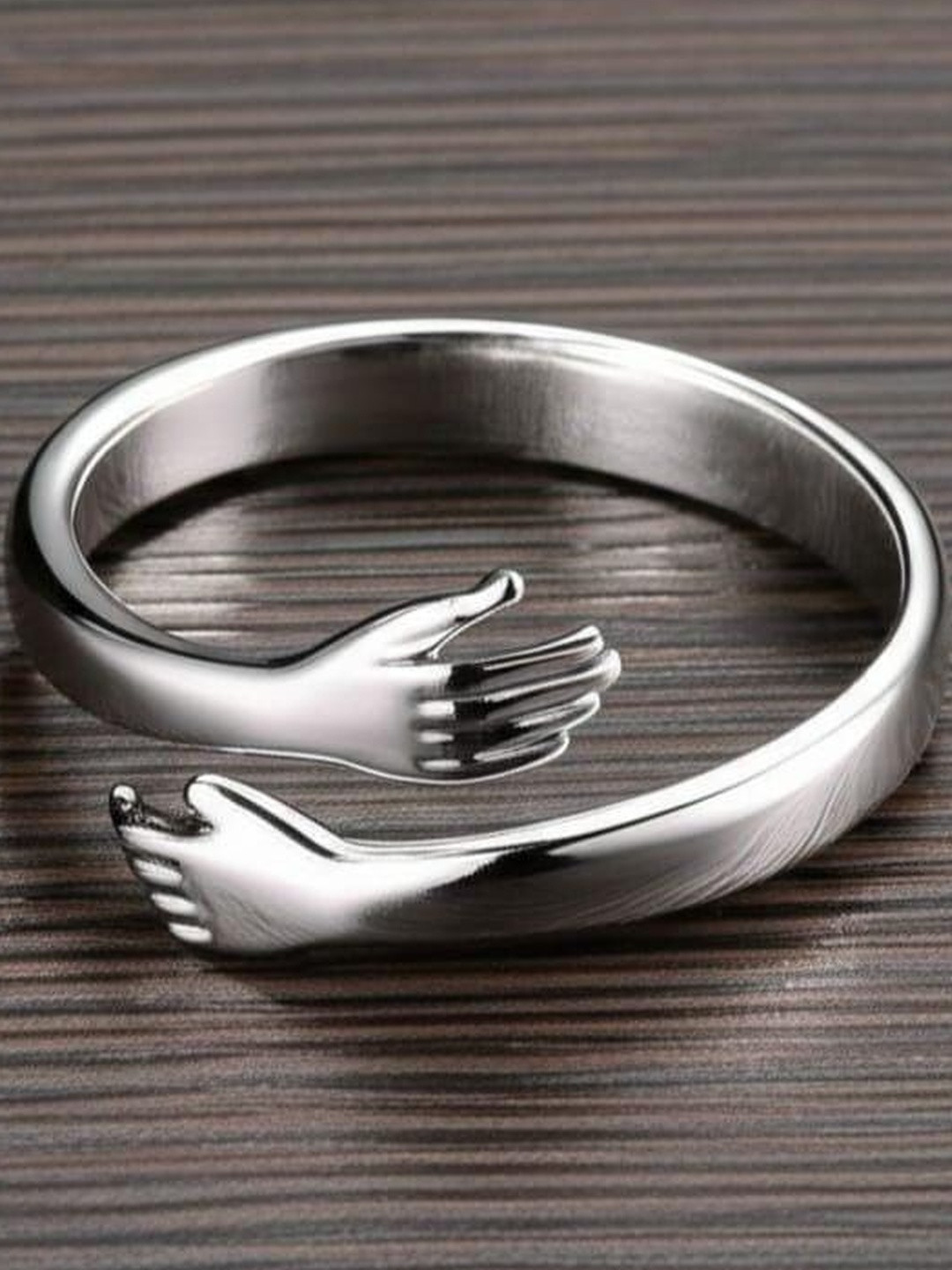 DressBerry Silver-Plated Friendship And Loved Adjustable Finger Ring
