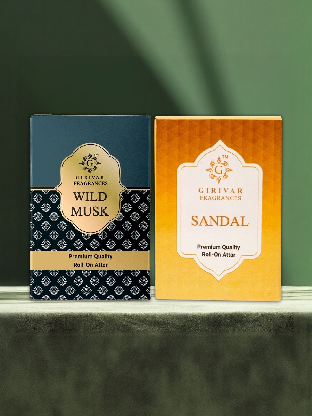 Girivar Set Of 2 Wild Musk & Sandal Alcohol Free Attar - 6 ml Each