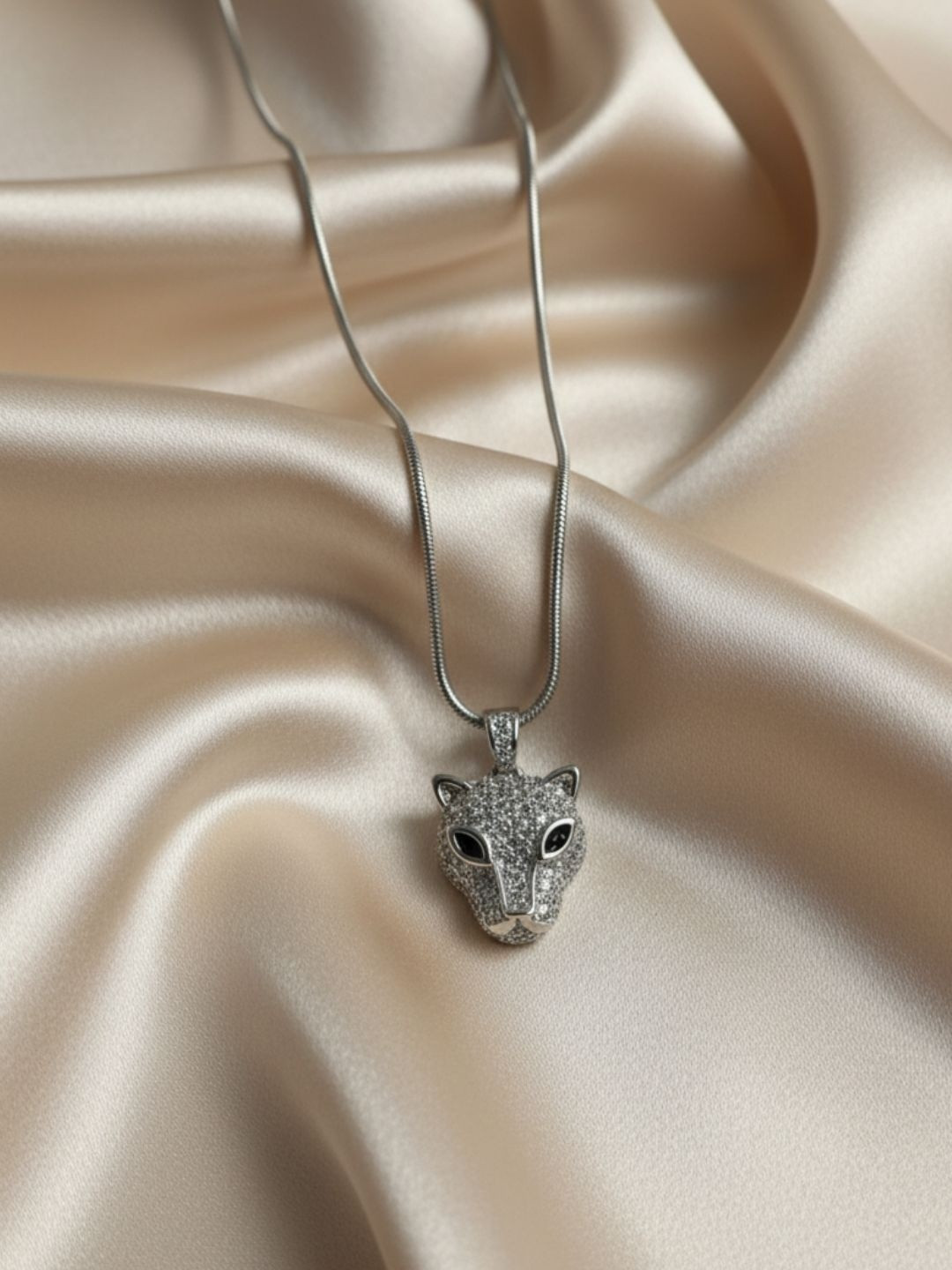 FLAURI Stainless Steel 18K Gold-Plated CZ Studded Panther Head Shaped Pendant With Chain